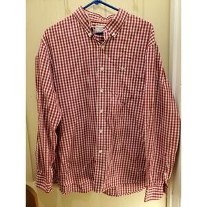 Dockers Shirt Mens XL Red Checked Long Sleeve Button Down